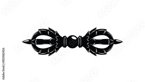 Black silhouette of a symmetrical decorative bow tie or ribbon icon isolated on white background