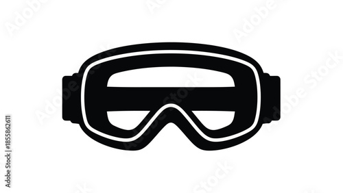 Black silhouette of ski goggles icon symbol isolated on white background