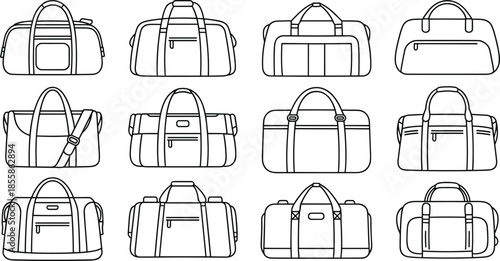 Outline Collection Of Various Duffel Bags And Travel Bags luggage sport bag