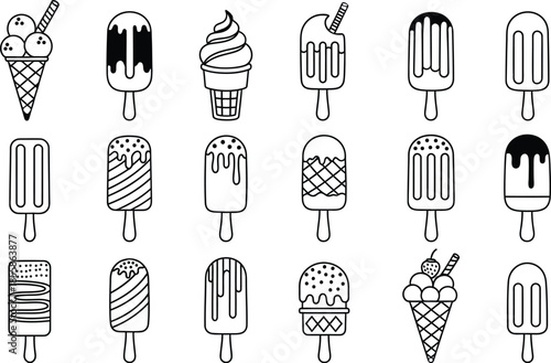 Assorted ice cream and popsicle illustrations