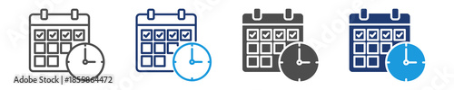 schedule icon set multiple style