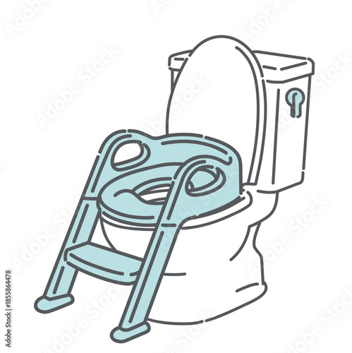 ステップ付き補助便座が設置された洋式トイレのイラスト（トイトレ・子供用便座）