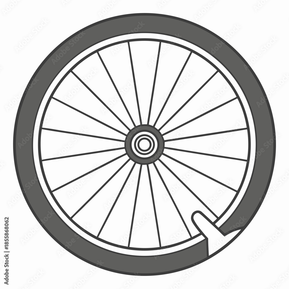 Fototapeta premium Flat Tire Repair Icon Vector Illustration Isolated On White Background, Bicycle Wheel Damage And Maintenance
