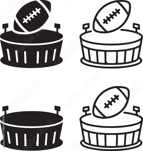 Isolated Super Bowl Stadium Silhouette, Super Bowl stadium view, football stadium, Super Bowl sports event, championship stadium, football event venue, stadium sports scene, isolated vector