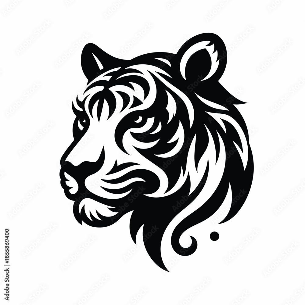 custom made wallpaper toronto digitalBlack and white tiger head with swirling mane on white background vector
