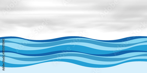 Sea waves layered vector background illustration and sea beach vector illustration.