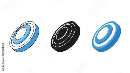 Three bearings with different colors and designs Vector
