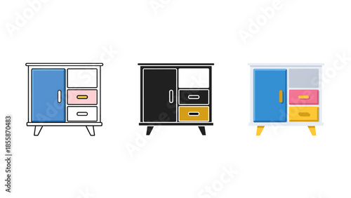 Modern wardrobe designs with cupboard and drawer Vector