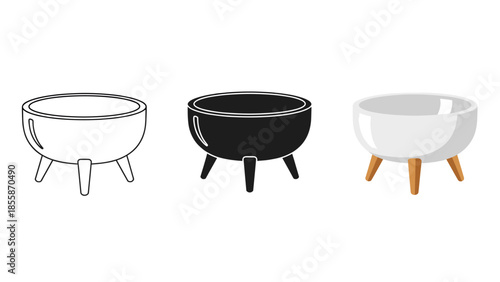 Three different planters with three legs Vector
