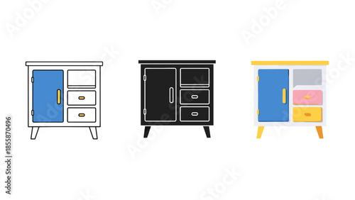 Different style cabinet designs for modern home decor Vector