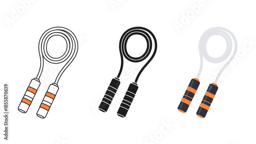 Three different colored jump ropes isolated on white background Vector