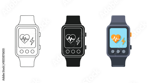 Smartwatch with heartbeat icon on screen Vector