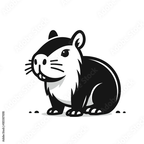 Black and white guinea pig vector illustration on white background