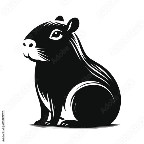Black guinea pig sitting on white background vector
