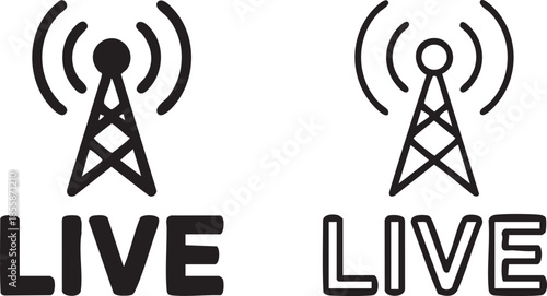 Live Streaming Signal Icon Set for Broadcast and Online Media