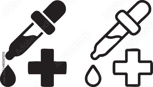 Medical Dropper and Injection Icon Set for Healthcare Use