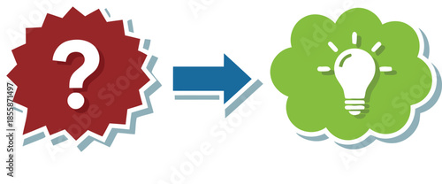 Conceptual illustration depicting a problem evolving into a brilliant solution or innovative idea