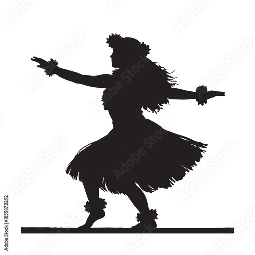 Graceful silhouette of a hula dancer performing a traditional hawaiian dance