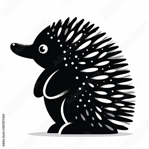 Black and white illustration of a porcupine with quills vector