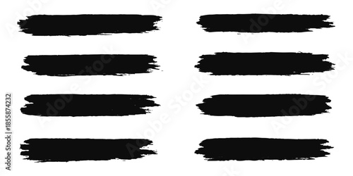 Grungy paint brush strokes and artistic ink splatters with smears and stains. Ink paint splashes with drips, blot drops, dry brush marks, rough round frames. Vector illustration