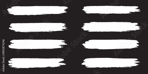 Grungy paint brush strokes and artistic ink splatters with smears and stains. Ink paint splashes with drips, blot drops, dry brush marks, rough round frames. Vector illustration