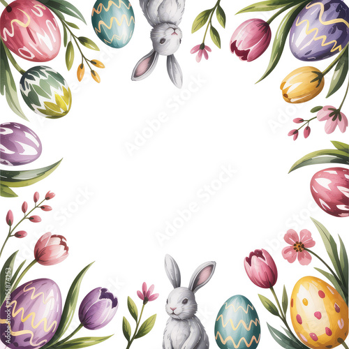 happy easter watercolor frame