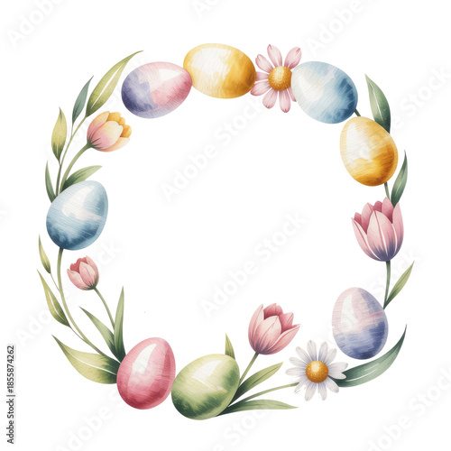 happy easter watercolor frame