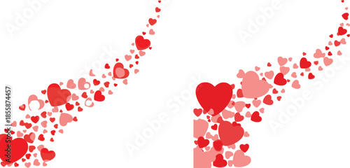 A cascade of red and pink valentine conversation hearts forming a dynamic border, perfect for romantic designs