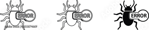 A solid black bug with an error sign on its side
