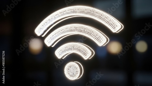 Glowing WiFi Symbol on Dark Background - Connectivity Concept.