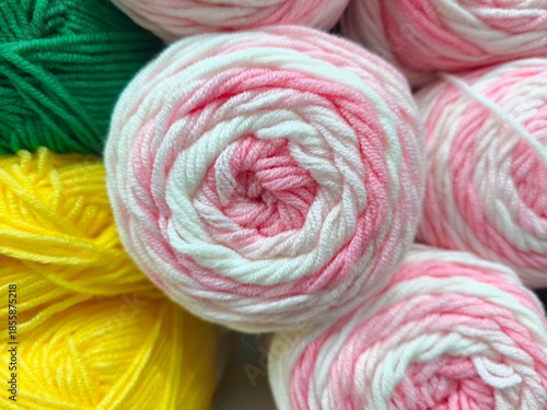 Colorful Yarn Rolls Close-Up – Soft Wool Texture Background