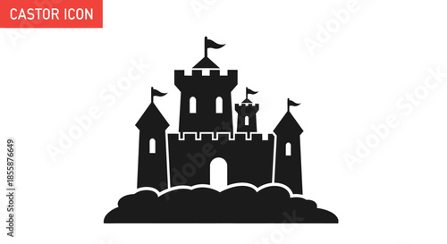 Black Silhouette Castle Icon Illustration Design.