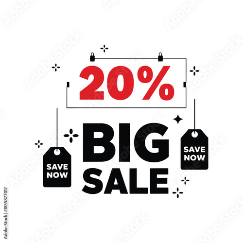 20% Big Sale Promotion Banner with Modern Discount Typography