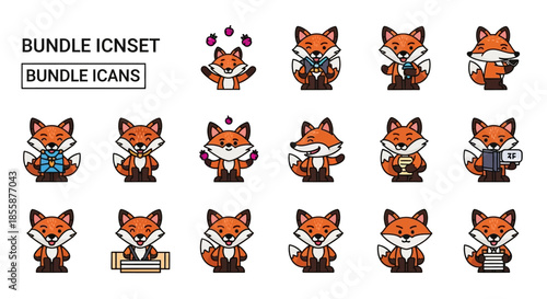 Collection of Cartoon Fox Characters and Icons.