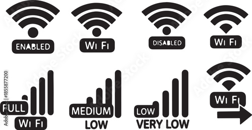 Wireless network and technology icons set vector design