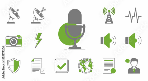 Collection of Communication Technology Icons and Symbols.