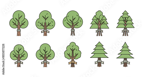Collection of Different Tree Illustrations.