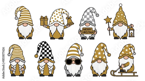 Collection of Adorable Christmas Gnomes in Festive Attire.