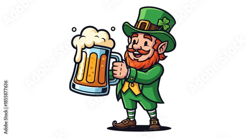 Leprechaun Holding A Large Mug Of Beer.