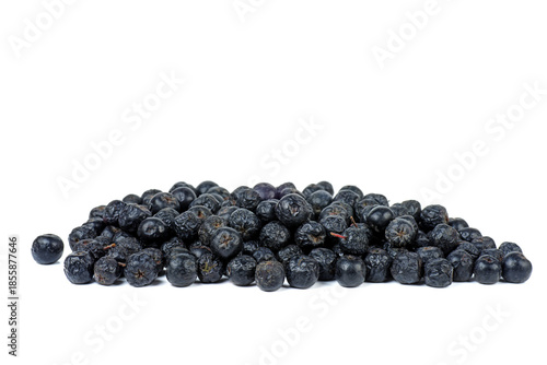 Pile of chokeberries isolated on white background