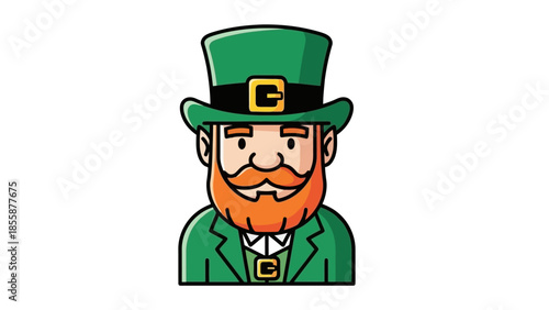 Cartoon Leprechaun Character Wearing Green Hat and Suit.