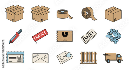 Collection of Shipping and Packaging Icons.
