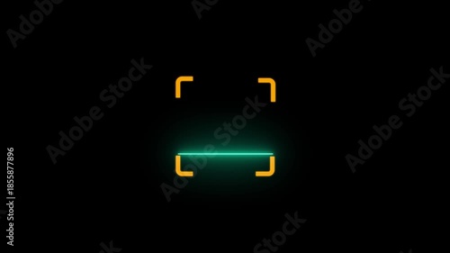 scanner icon animation isolated scanner neon shine icon animation.Biometric scanning animation showing neon fingerprint icon
