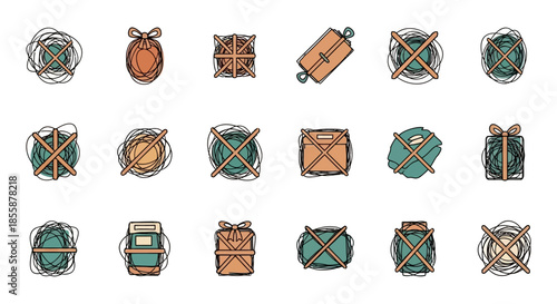 Collection of Various Military Backpack Icons.