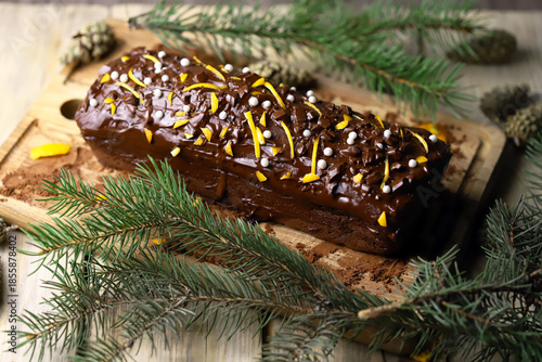 Christmas Chocolate Cake with Orange Zest