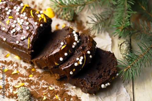 Christmas Chocolate Cake with Orange Zest