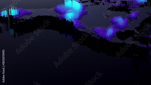 Abstract 3D Digital Voxel World Map VJ Loop