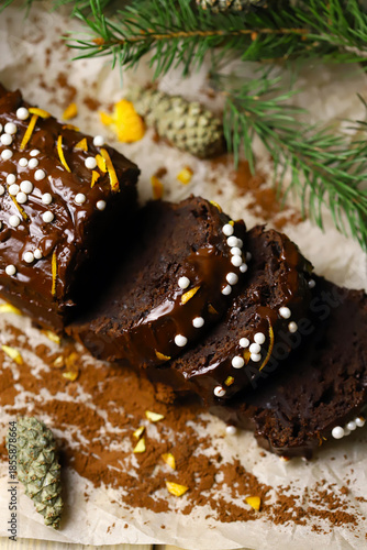 Christmas Chocolate Cake with Orange Zest