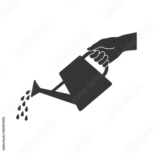 じょうろで水やりをする手のシルエットアイコン