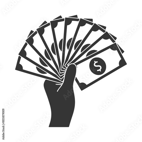 紙幣を持つ手のシルエットアイコン